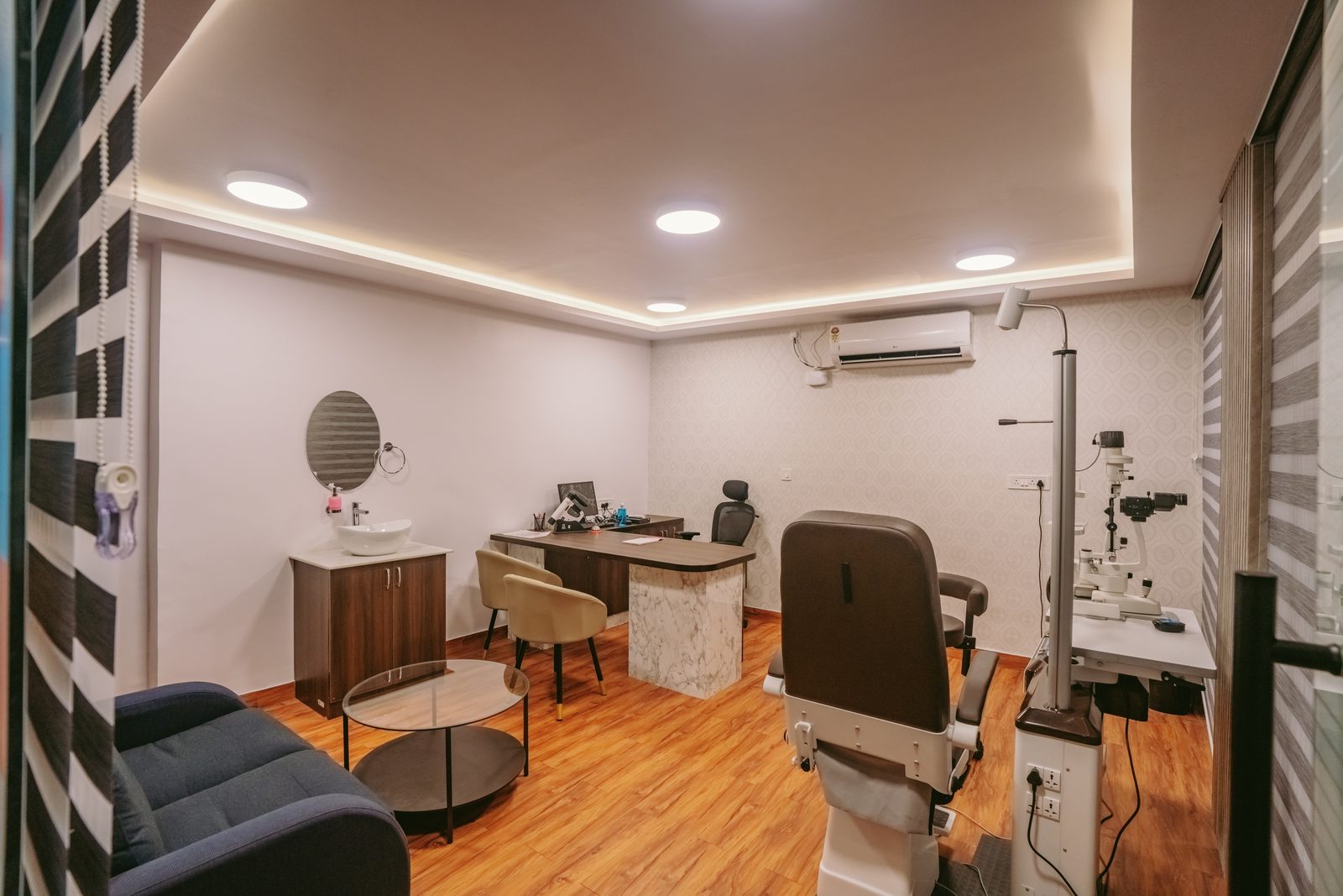 Ophthalmology room with examination chair